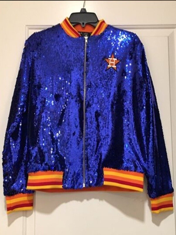 Astros sparkly blue jacket Leather Jacketz