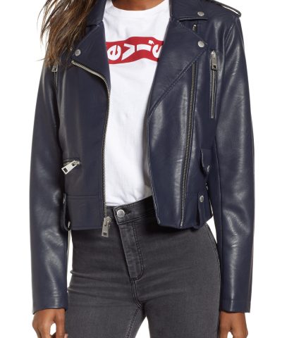 Faux Leather Biker Jacket for Women
