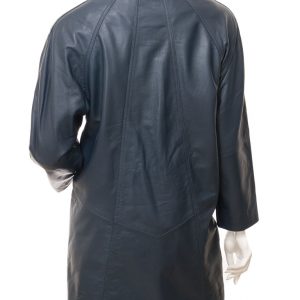eather Trench Blue Coat for Women