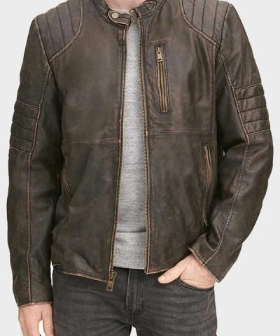 Stylish Brown Leather Jacket Mens Distressed