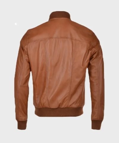 Mens Waxed Brown Bomber Leather Jacket
