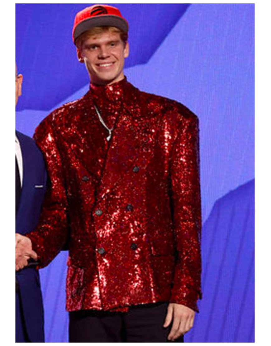 NBA Draft Red Sequin Dick Gradey Blazer for Mens