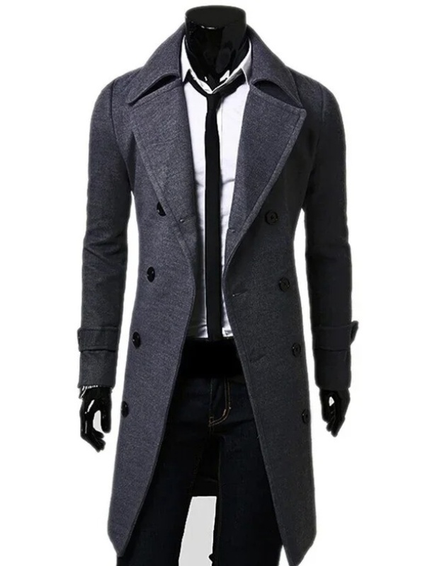 Mens Blazer Double Breasted Trench Coat _ Casual Slim Fit Winter